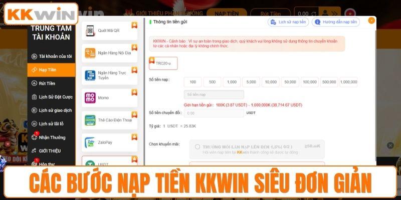 Hiểu rõ các bước nạp tiền KKWIN siêu đơn giản